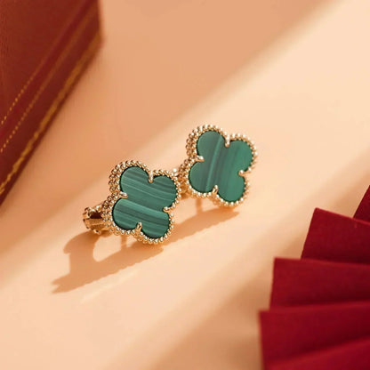 [Glow Jewelry]CLOVER MEDIUM 1 MOTIFS MALACHITE  EARRINGS