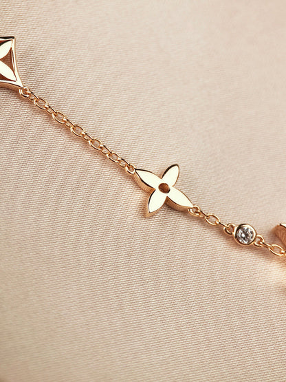 [Glow Jewelry]STAR AND SUN 7 MOTIFS GOLD BRACELET