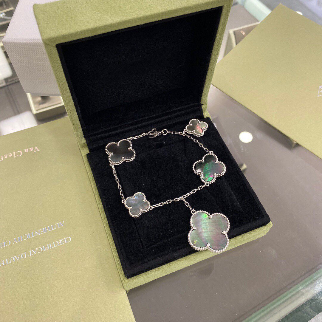 ¡®Glow Jewelry¡¯CLOVER 5 MOTIFS SIVLER DARK MOP BRACELET