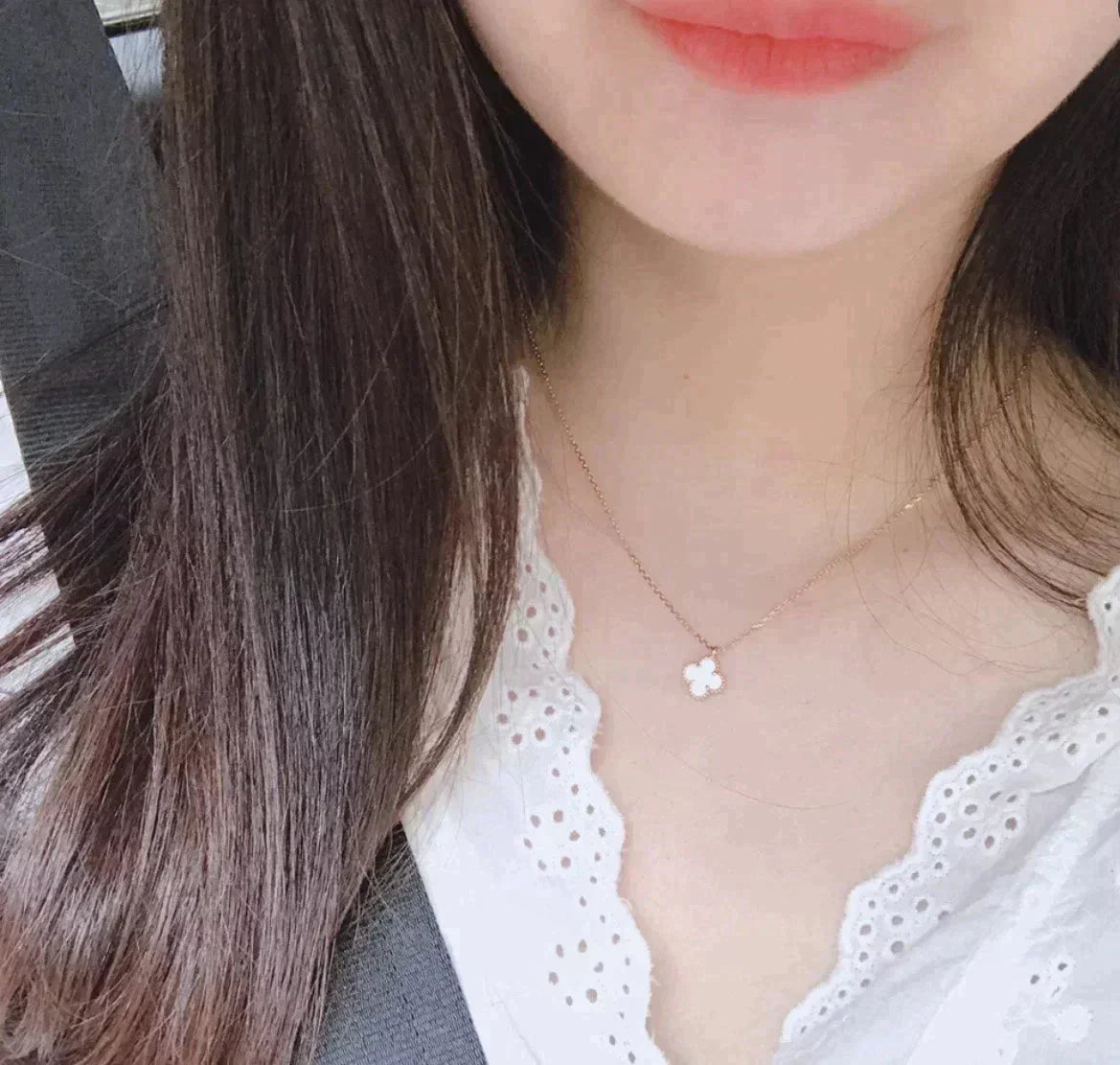 ¡®Glow Jewelry¡¯CLOVER MINI 9.5MM WHITE MOTHER-OF-PEARL NECKLACE