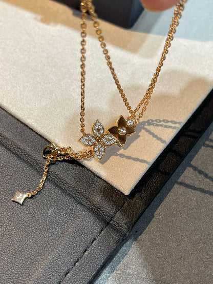 [Glow Jewelry]STAR BLOSSOM NECKLACE PINK GOLD DIAMONDS