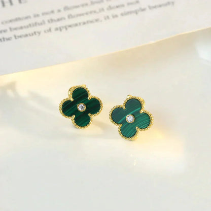¡®Glow Jewelry¡¯CLOVER MEDIUM 1 MOTIFS MALACHITE DIAMOND EARRINGS