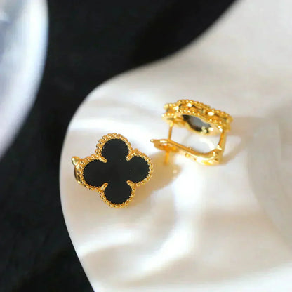 ¡®Glow Jewelry¡¯CLOVER MEDIUM 1 MOTIFS  ONYX STUD EARRINGS