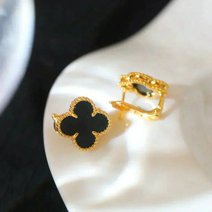 [Glow Jewelry]CLOVER MEDIUM 1 MOTIFS  ONYX STUD EARRINGS