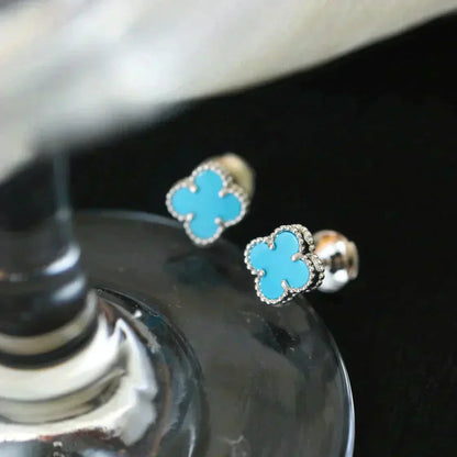 ¡®Glow Jewelry¡¯CLOVER MINI 9.5MM ONYX STUD EARRINGS SILVER