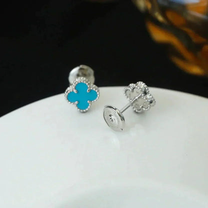 ¡®Glow Jewelry¡¯CLOVER MINI 9.5MM ONYX STUD EARRINGS SILVER