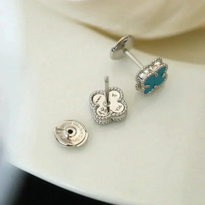 ¡®Glow Jewelry¡¯CLOVER MINI 9.5MM ONYX STUD EARRINGS SILVER