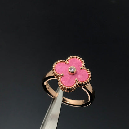 [Glow Jewelry]CLOVER RHODONITE ROSE GOLD RING