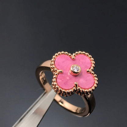 [Glow Jewelry]CLOVER RHODONITE ROSE GOLD RING