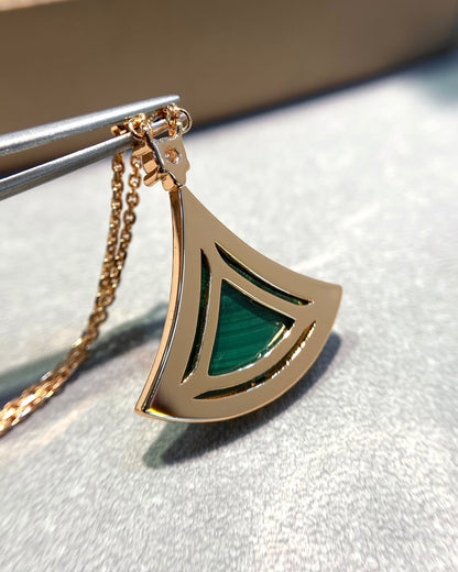 [Glow Jewelry]DREAM MALACHITE DIAMOND PAVED PINK GOLD NECKLACE
