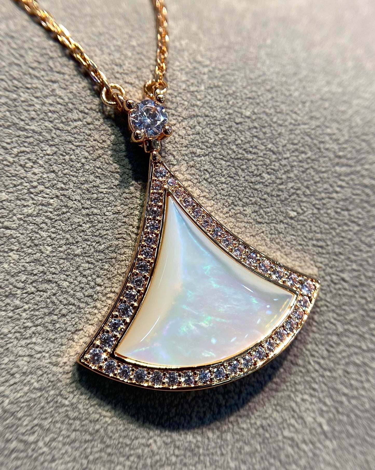 [Glow Jewelry]DREAM MOP DIAMOND PAVED PINK GOLD NECKLACE