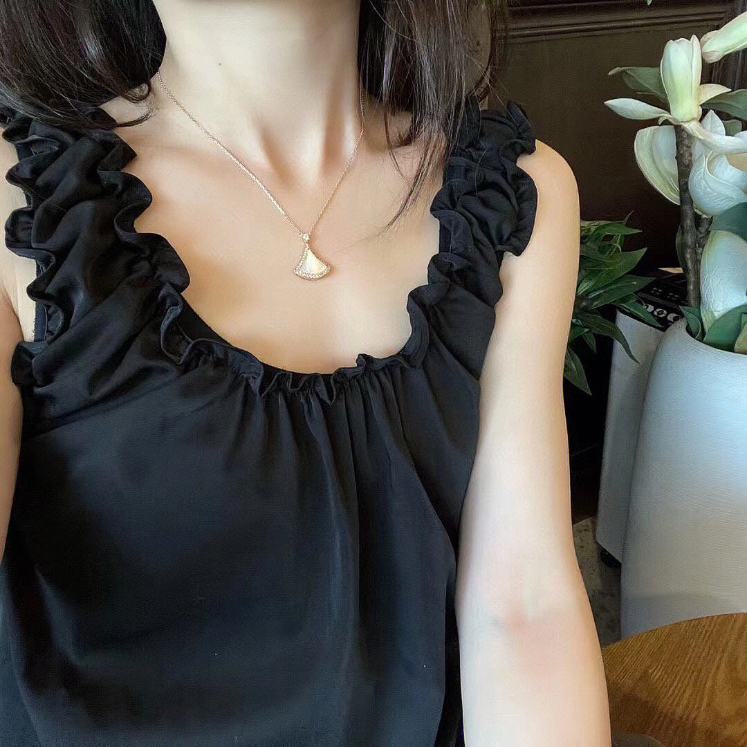 [Glow Jewelry]DREAM MOP DIAMOND PAVED PINK GOLD NECKLACE