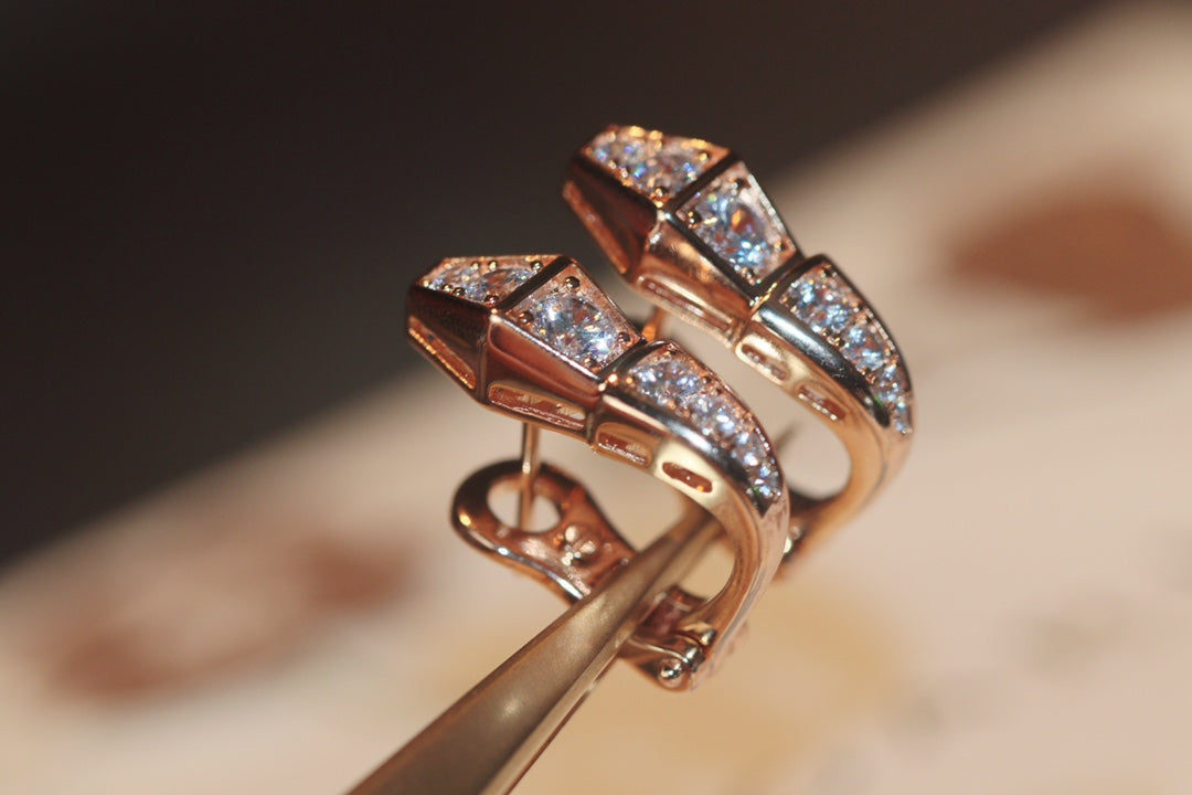 [Glow Jewelry]SERPENT PINK GOLD DIAMOND EARRINGS