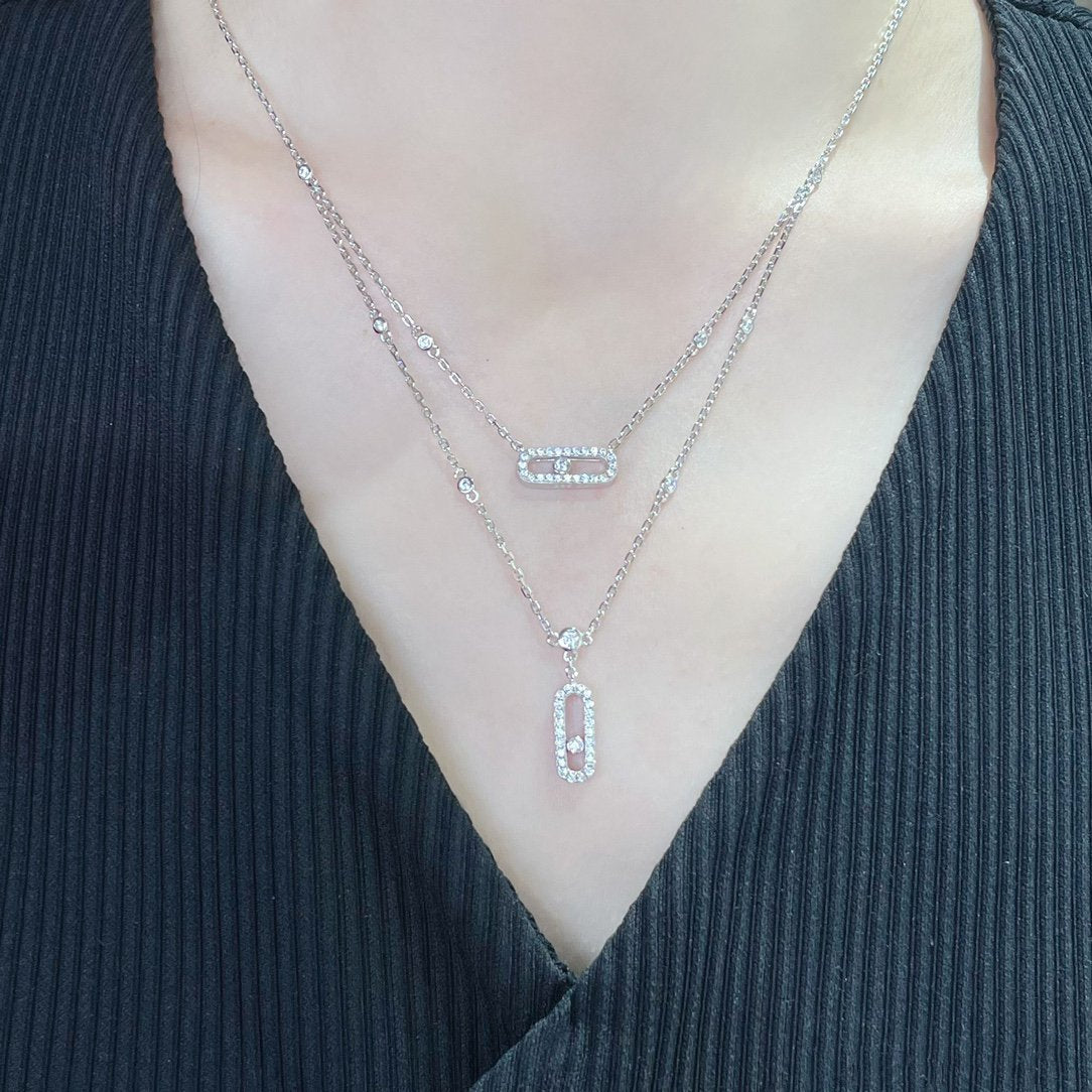 [Glow Jewelry]MOVE 2 ROW DIAMOND NECKLACE