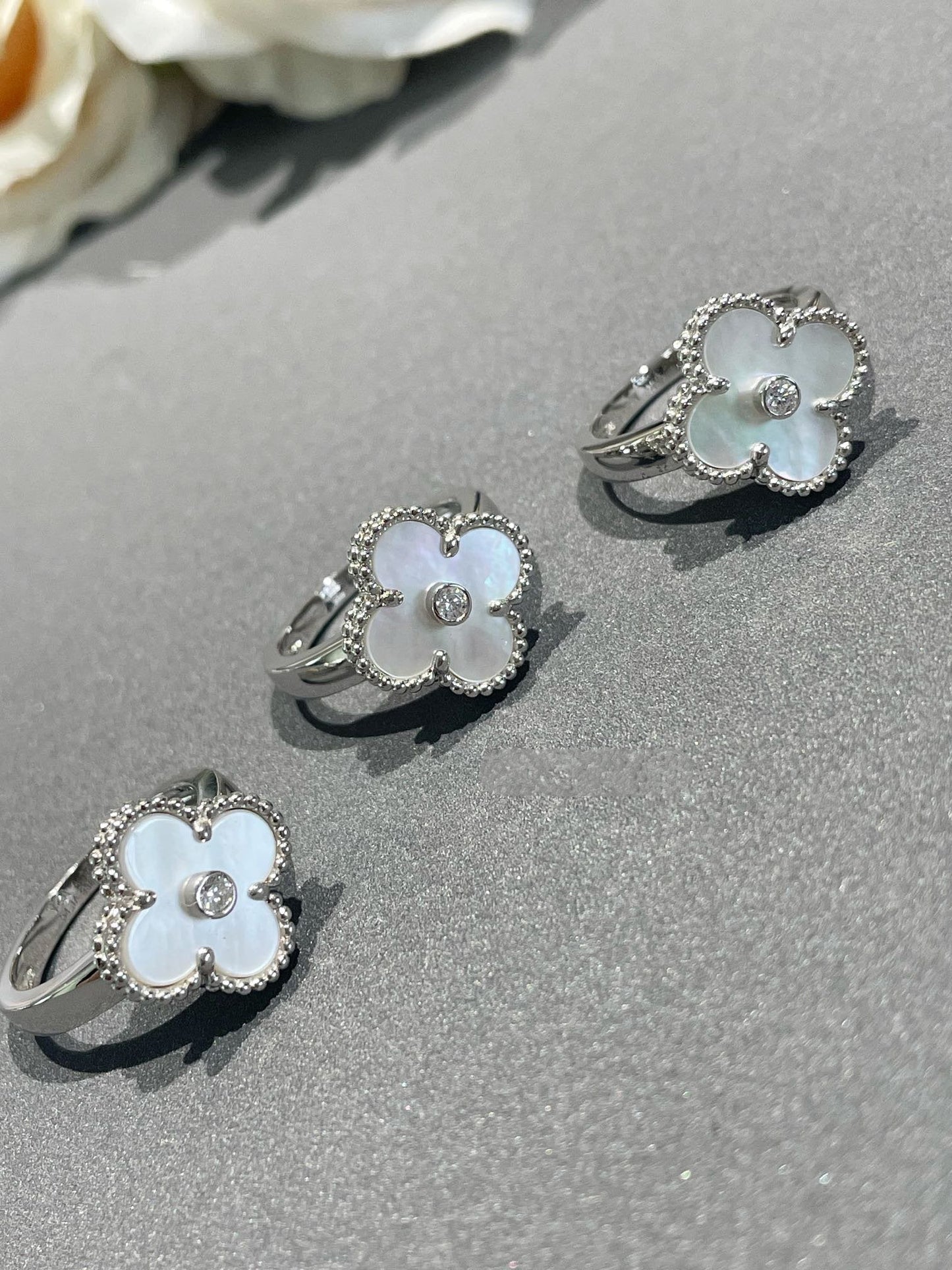 [Glow Jewelry]CLOVER SILVER MOP DIAMOND RING