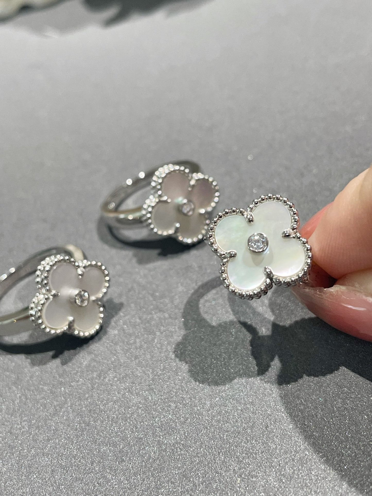 [Glow Jewelry]CLOVER SILVER MOP DIAMOND RING