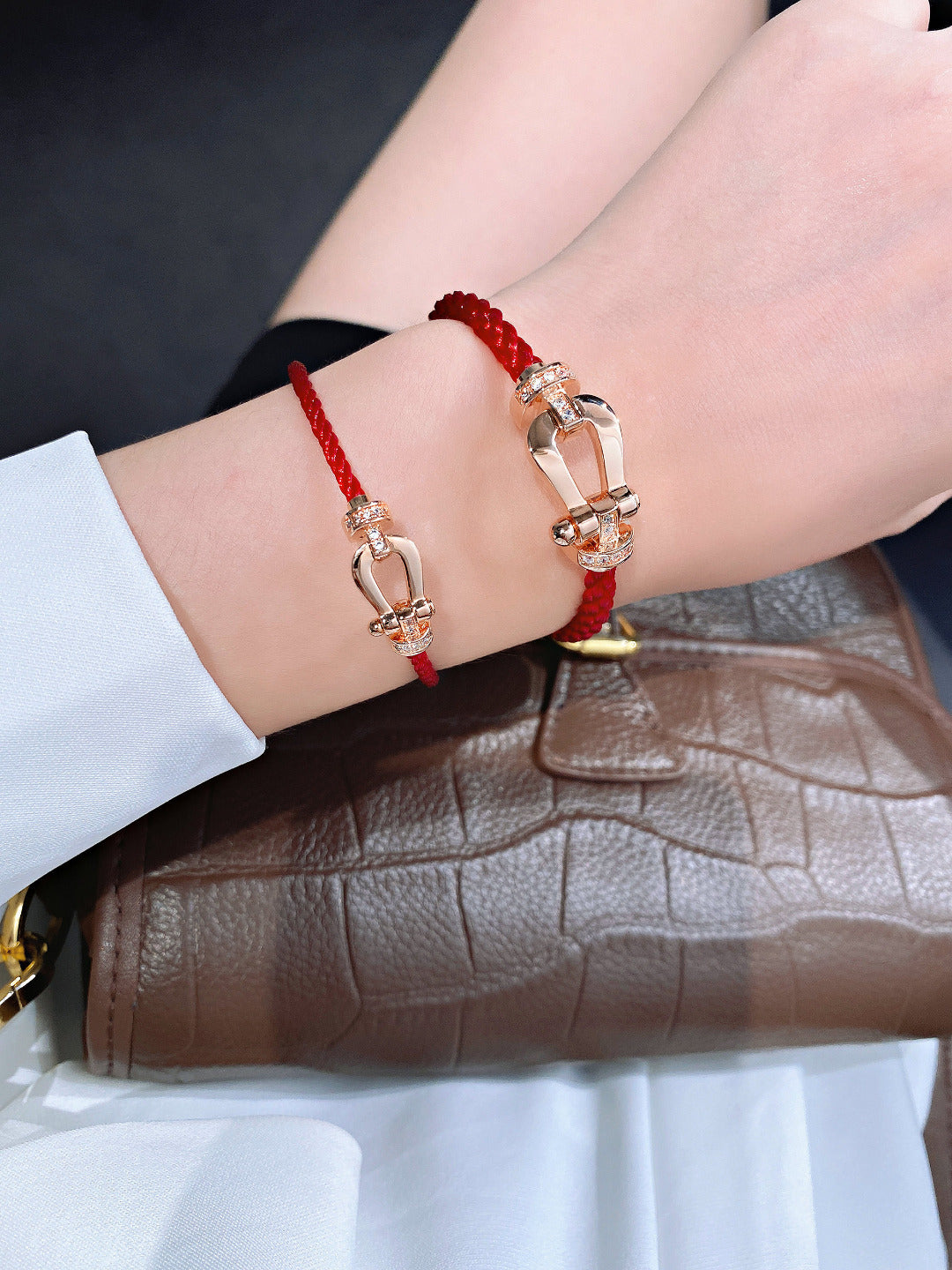 ¡®Glow Jewelry¡¯FORCE 10 HALF DIAMOND PINK GOLD RED CORDERI LARGE AND MEDIUM MODEL