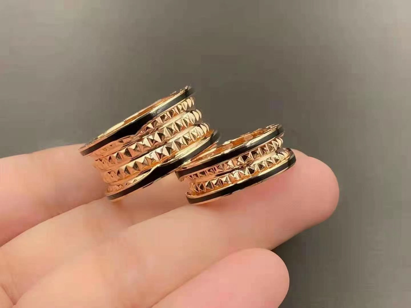 [Glow Jewelry]ZERO 1 ROCK BLACK CERAMIC PINK GOLD LARGE MODEL