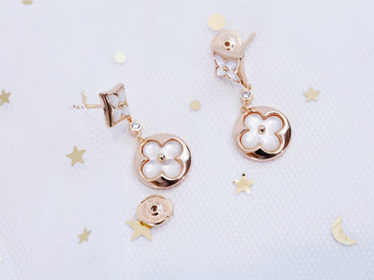 [Glow Jewelry]STAR AND SUN PINK GOLD MOP DROP EARRINGS