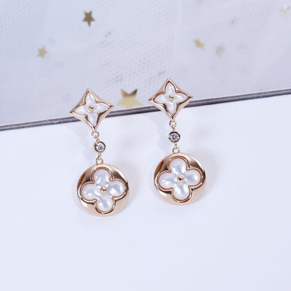 [Glow Jewelry]STAR AND SUN PINK GOLD MOP DROP EARRINGS