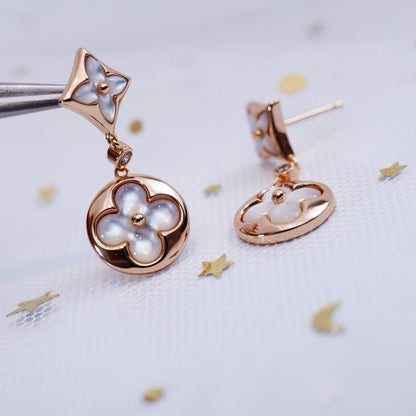 [Glow Jewelry]STAR AND SUN PINK GOLD MOP DROP EARRINGS