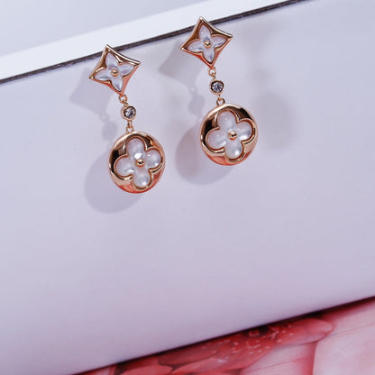 [Glow Jewelry]STAR AND SUN PINK GOLD MOP DROP EARRINGS