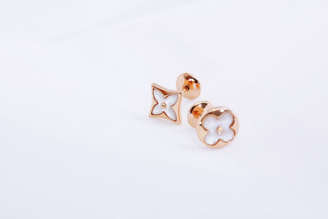 [Glow Jewelry]STAR AND SUN PINK GOLD MOP STUD EARRINGS