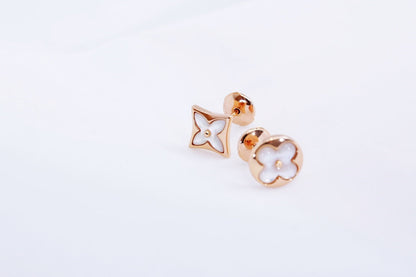 [Glow Jewelry]STAR AND SUN PINK GOLD MOP STUD EARRINGS