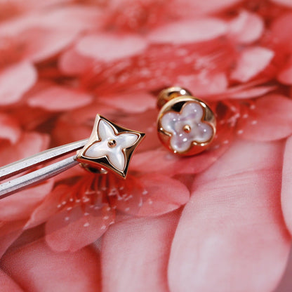 [Glow Jewelry]STAR AND SUN PINK GOLD MOP STUD EARRINGS
