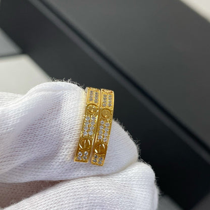 [Glow Jewelry]LOVE DIAMOND GOLD HOOP EARRINGS