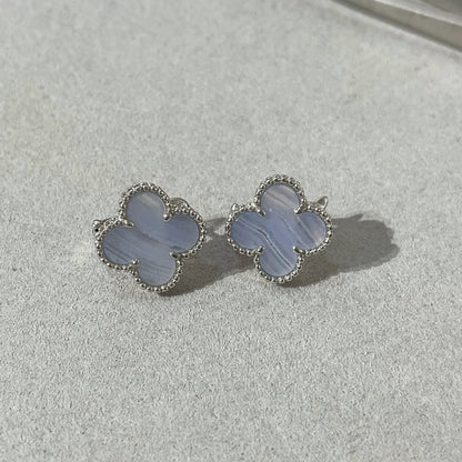 ¡®Glow Jewelry¡¯CLOVER CHALCEDONY SILVER STUD EARRINGS