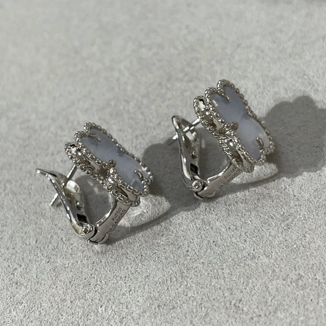 ¡®Glow Jewelry¡¯CLOVER CHALCEDONY SILVER STUD EARRINGS