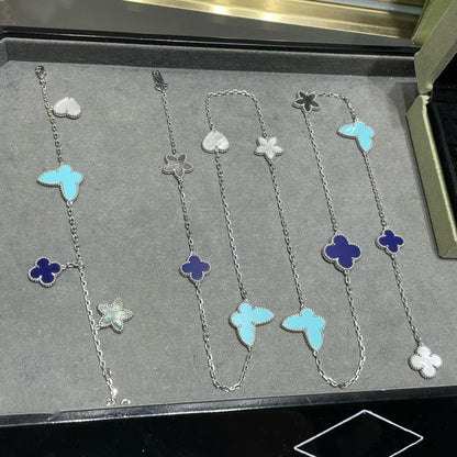 [Glow Jewelry]LUCKY CLOVER SILVER 11 MOTIF NECKLACE
