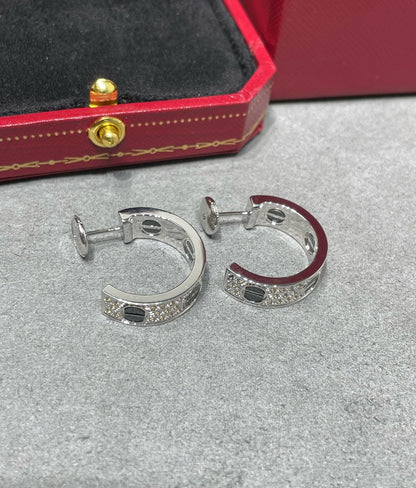 ¡®Glow Jewelry¡¯LOVE CERAMIC DIAMOND PAVED SILVER EARRINGS