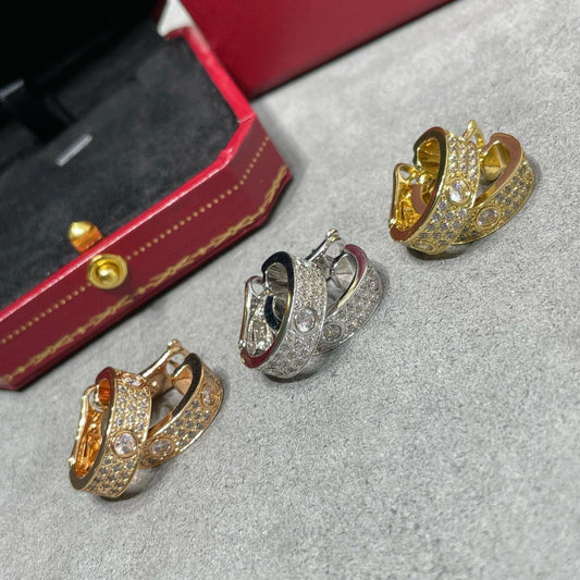 [Glow Jewelry]LOVE 5.5MM DIAMOND PAVED EARRINGS