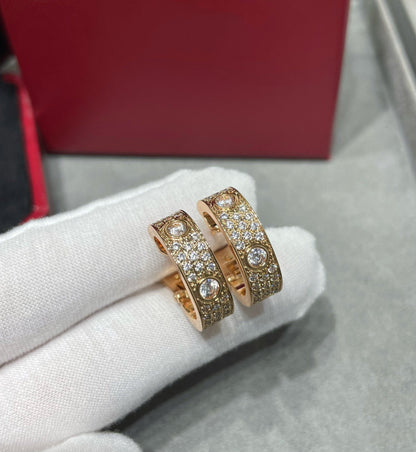 [Glow Jewelry]LOVE 5.5MM DIAMOND PAVED EARRINGS