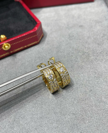 [Glow Jewelry]LOVE 5.5MM DIAMOND PAVED EARRINGS