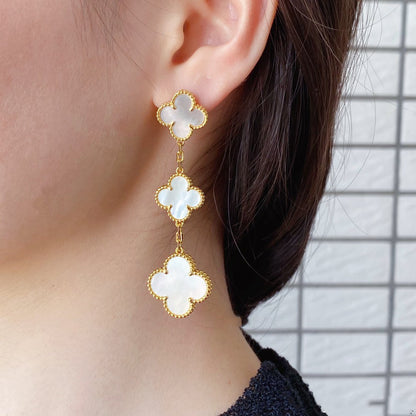 ¡®Glow Jewelry¡¯CLOVER MOP 3 MOTIFS GOLD EARRINGS