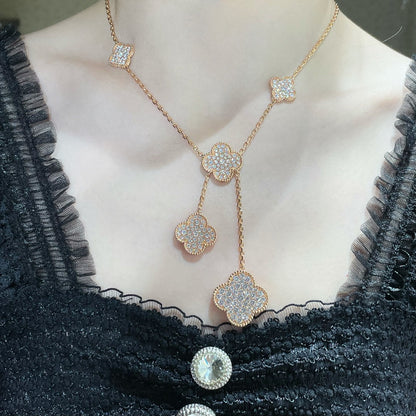 ¡®Glow Jewelry¡¯CLOVER 6 MOTIF DIAMOND PAVED NECKLACE