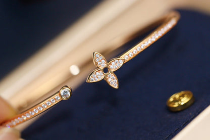 [Glow Jewelry]IDYLLE PINK GOLD OPEN BRACELET DIAMOND PAVED