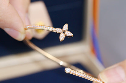 [Glow Jewelry]IDYLLE PINK GOLD OPEN BRACELET DIAMOND PAVED