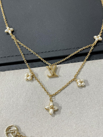 [Glow Jewelry]FLOWERGRAM GOLD MOP DOUBLE ROW NECKLACE