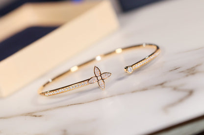 [Glow Jewelry]IDYLLE GOLD OPEN BRACELET DIAMOND PAVED