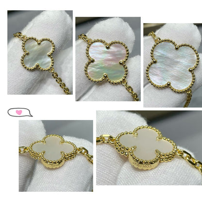 Glow Jewelry「クローバー16モチーフ 白蝶貝 ゴールドネックレス」