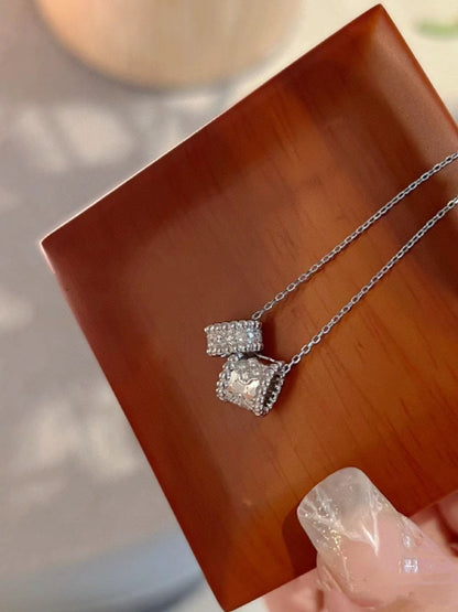 ¡®Glow Jewelry¡¯PERLEE DOUBLE PENDANT SILVER DIAMOND NECKLACE