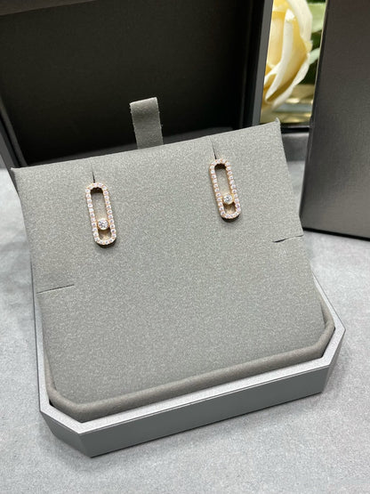 [Glow Jewelry]MOVE UNO STUD DIAMOND PAVED EARRINGS