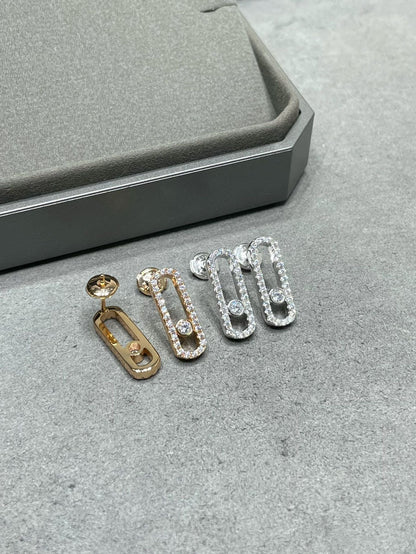 [Glow Jewelry]MOVE UNO STUD DIAMOND PAVED EARRINGS