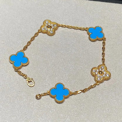 [Glow Jewelry]New CLOVER 5 MOTIF BLUE AGATE BRACELET COLLECTION