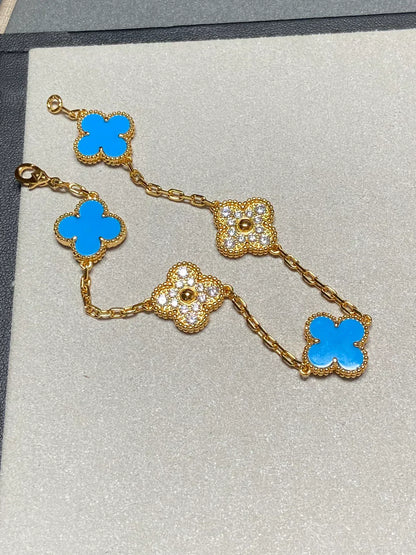 [Glow Jewelry] CLOVER 5 MOTIF BLUE AGATE BRACELET COLLECTION