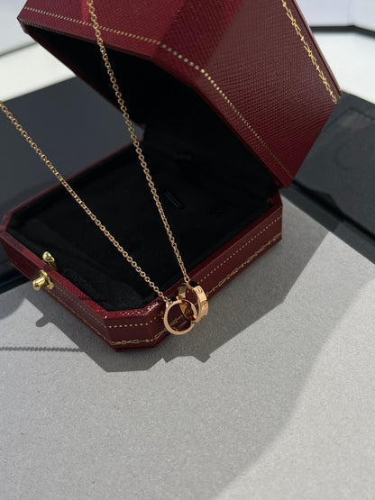 „Glow Jewelry“ LOVE HALSKETTE DOPPELRING ROSÉGOLD